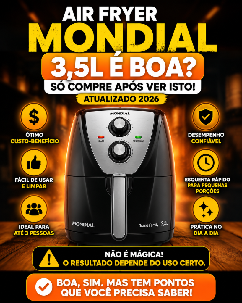 Air Fryer Mondial 3,5L é Boa? Só Compre Após Ver Isto! Atualizado 2026 Air Fryer Mondial 3,5L Vale a Pena?